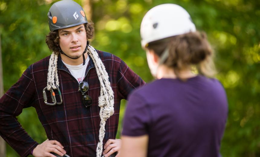 student with outdoor ed gear